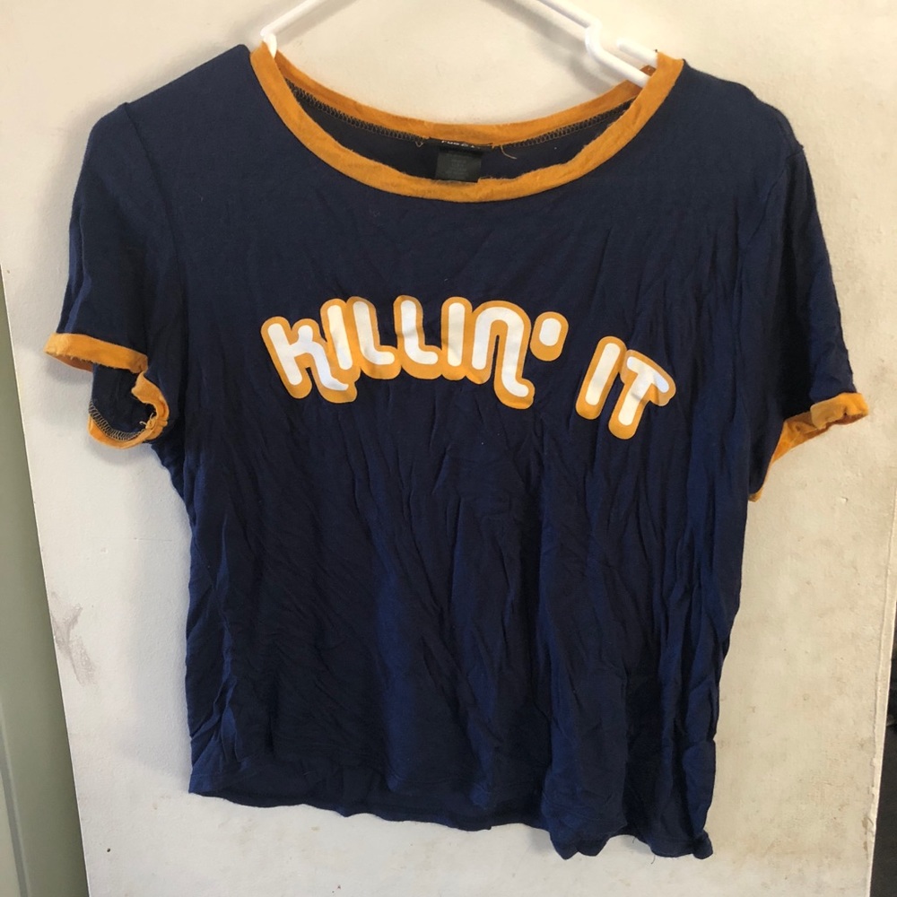 Blue & Yellow Crop Top
